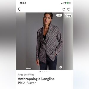 Avec Les Filles Checkered Blazer in Gray and Black